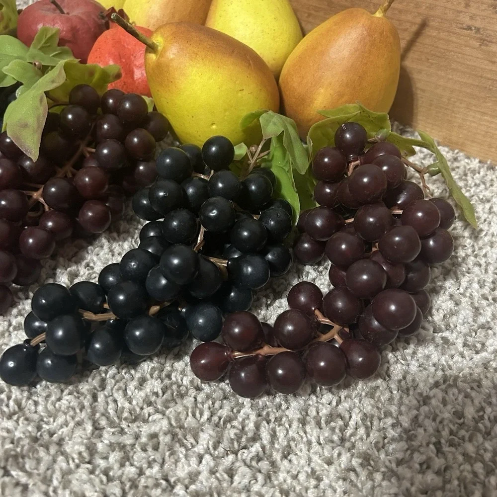 Faux Fake Fruit Realistic Plastic Rubber‎ Decorative Mix Lot 12 Pears Grapes